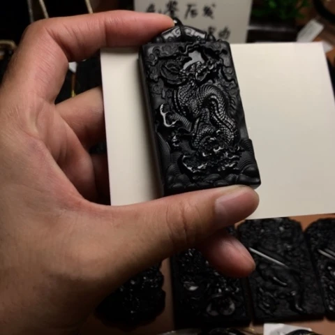 天然缅甸a货钢琴黑挂件