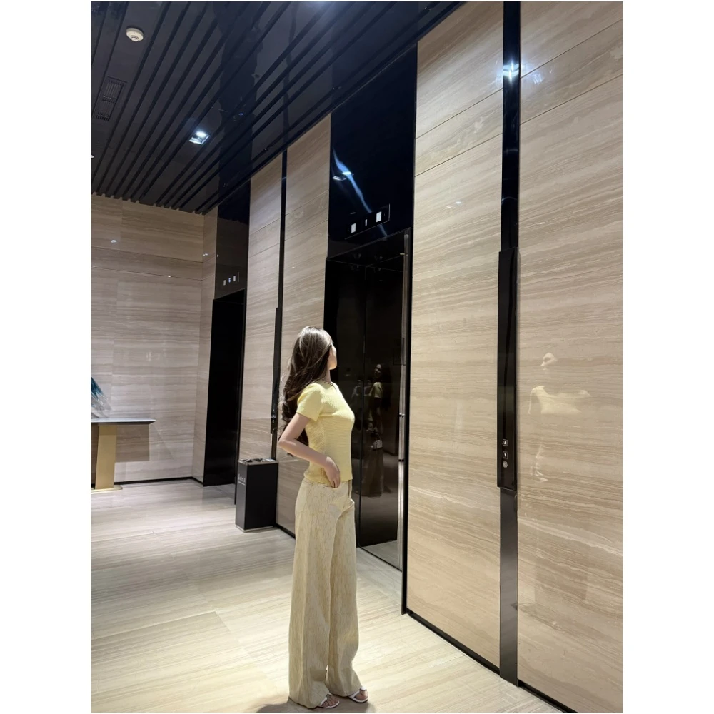 【KZN·小花】芝士逃跑计划时髦百搭高腰直筒黄色印花牛仔裤女