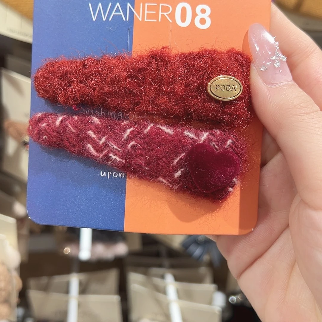 羽毛不锈钢红色爱心掰掰夹