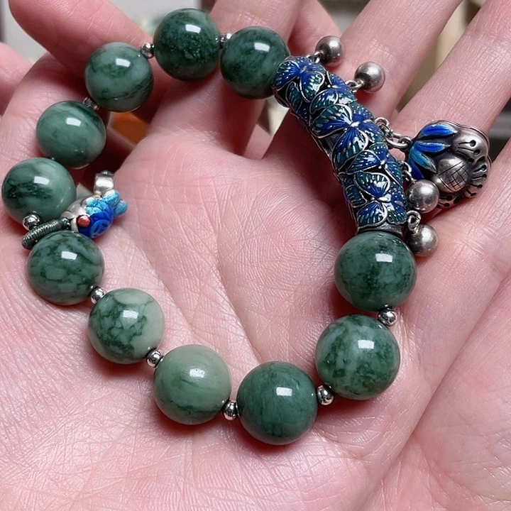 透闪石-蛇纹石玉手链未镶嵌风*