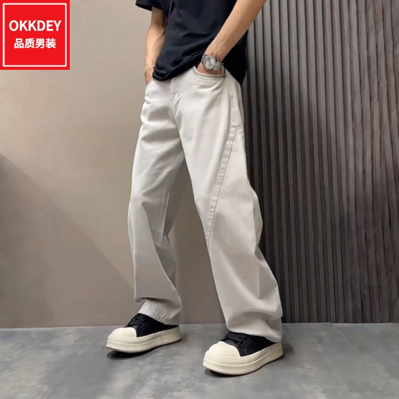 高级感轻奢男装潮牌弯刀裤秋季新款男士时尚休闲裤子百搭阔腿长裤