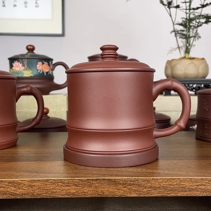 肆***地茶杯紫砂紫砂盖杯无礼盒配托盘