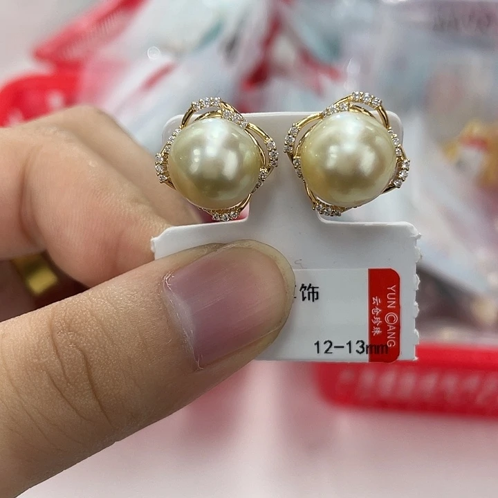 银S925镶嵌海水珍珠耳饰