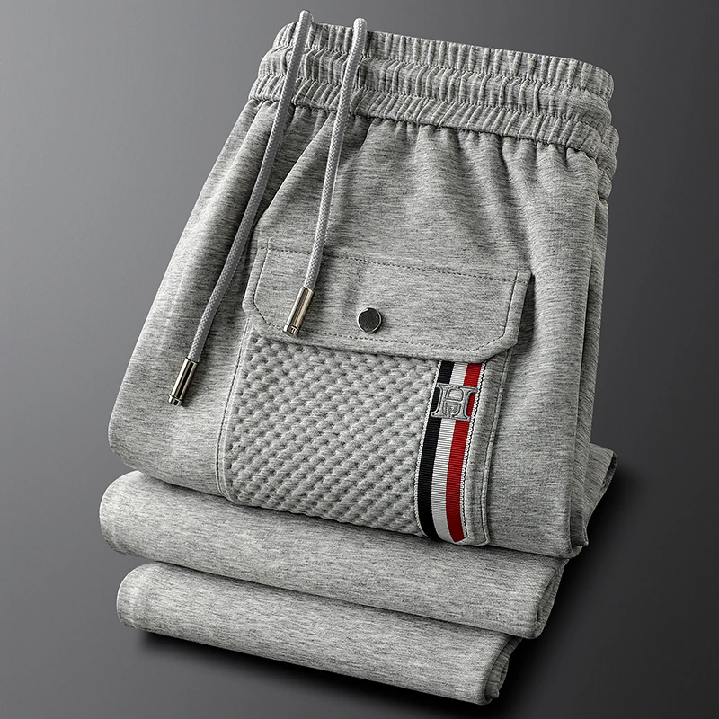 Mandsibil曼德西比利2025春夏季束脚休闲裤男时尚口袋压花男裤