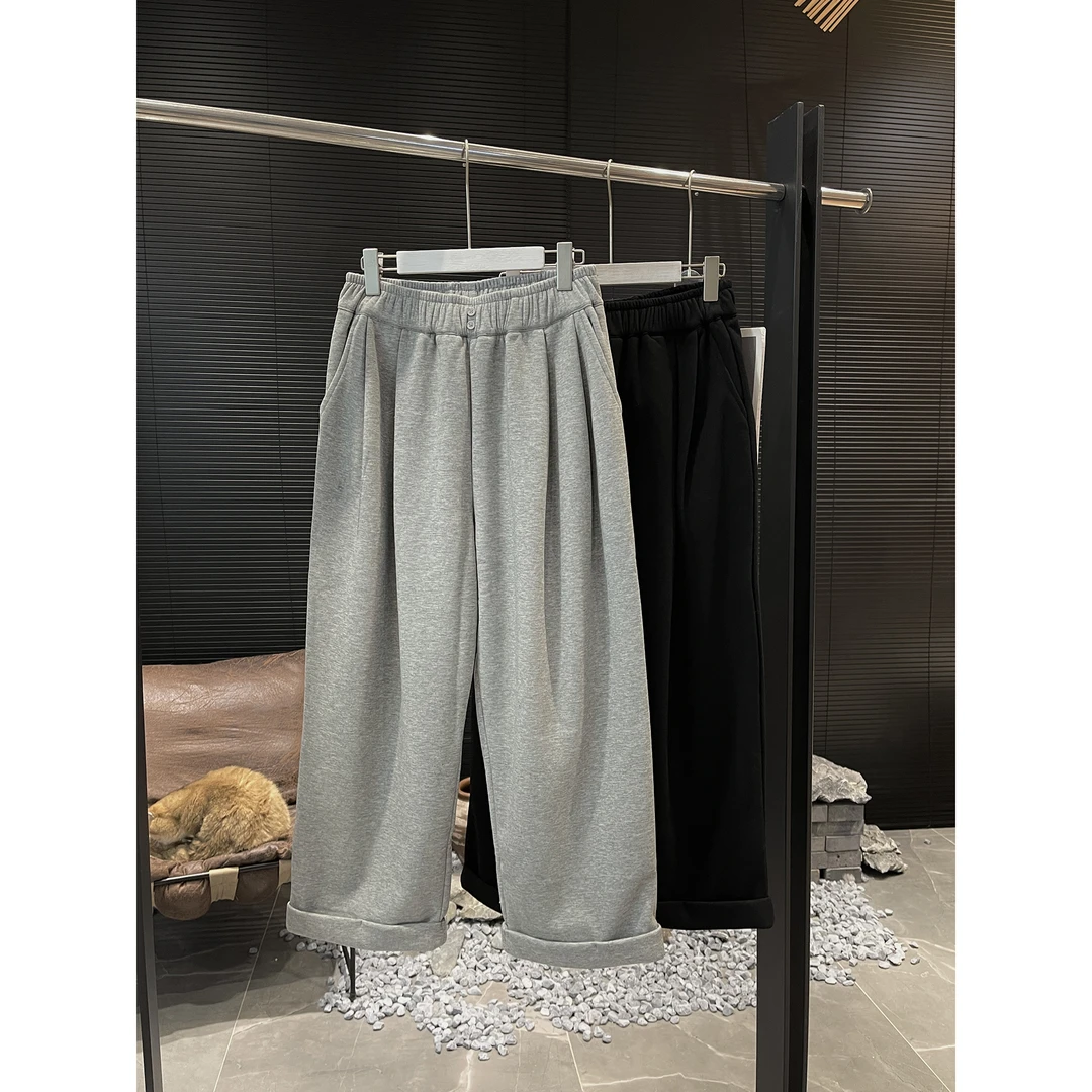 松紧腰黑色加绒九分卫衣裤9065（清）