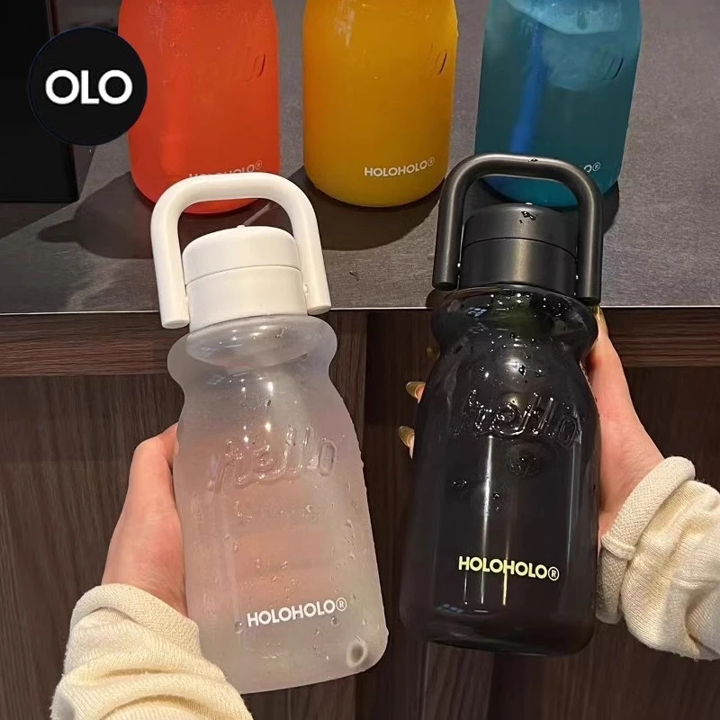 HOLOHOLO小奶杯夏季款透明吸管杯学生时尚塑料便携户外儿童杯新款