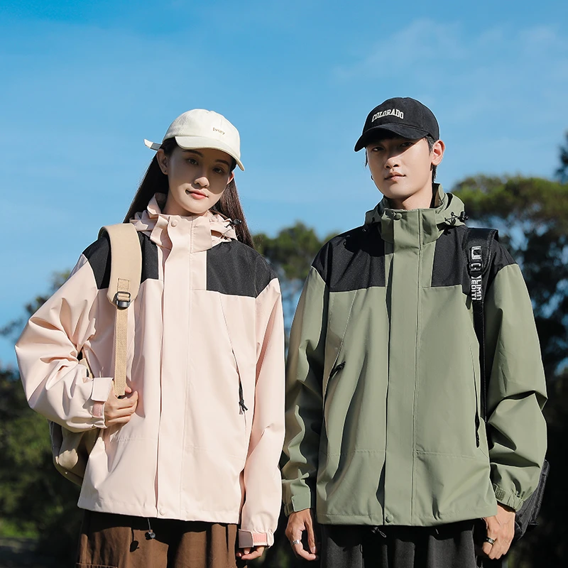 春秋男女同款时尚潮流户外冲锋衣宽松外套时尚百搭夹克23657