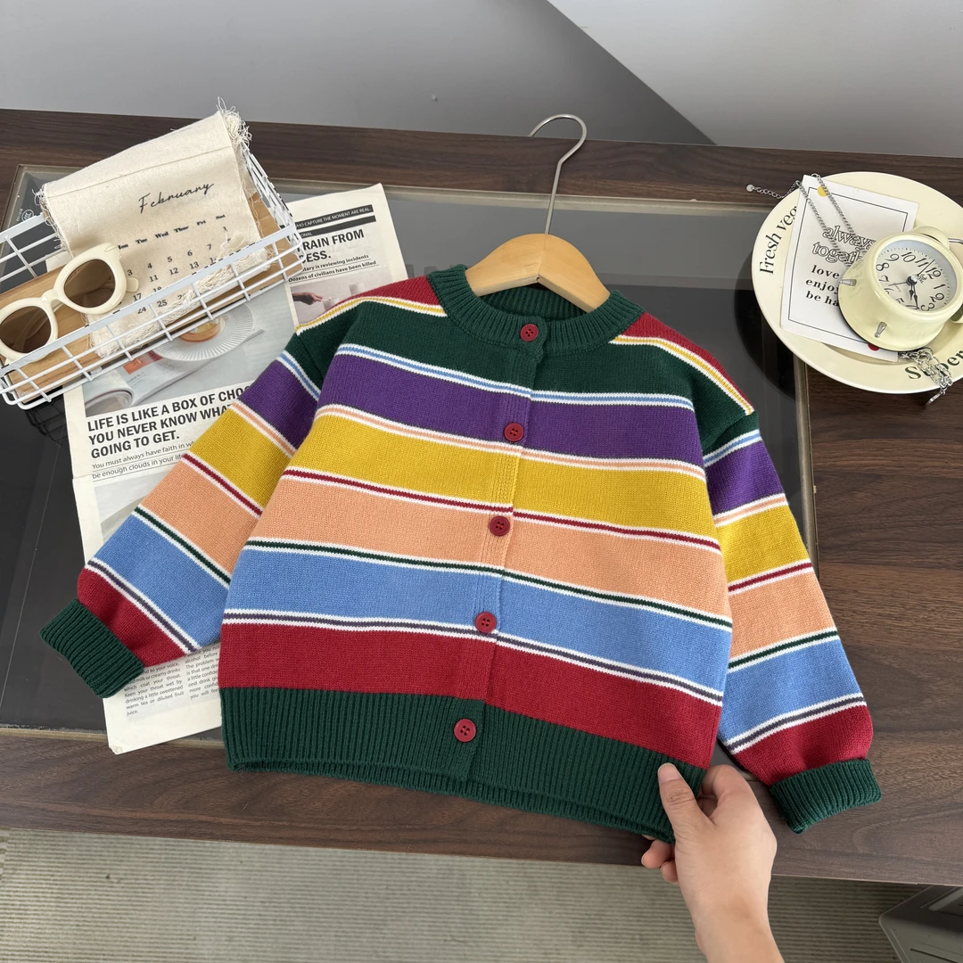 2025儿童秋季新款时尚潮流彩色开衫毛衣BMQ252065