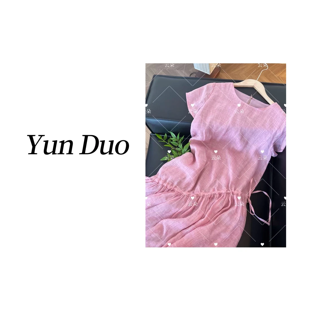 云朵定制【小豆蔻】樱花粉松弛感设计感斜拼裙LB88