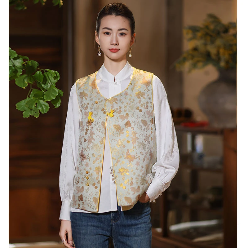 【金鱼海藻纹】新中式国风盘扣马甲2025年新款改良唐装新中式马甲