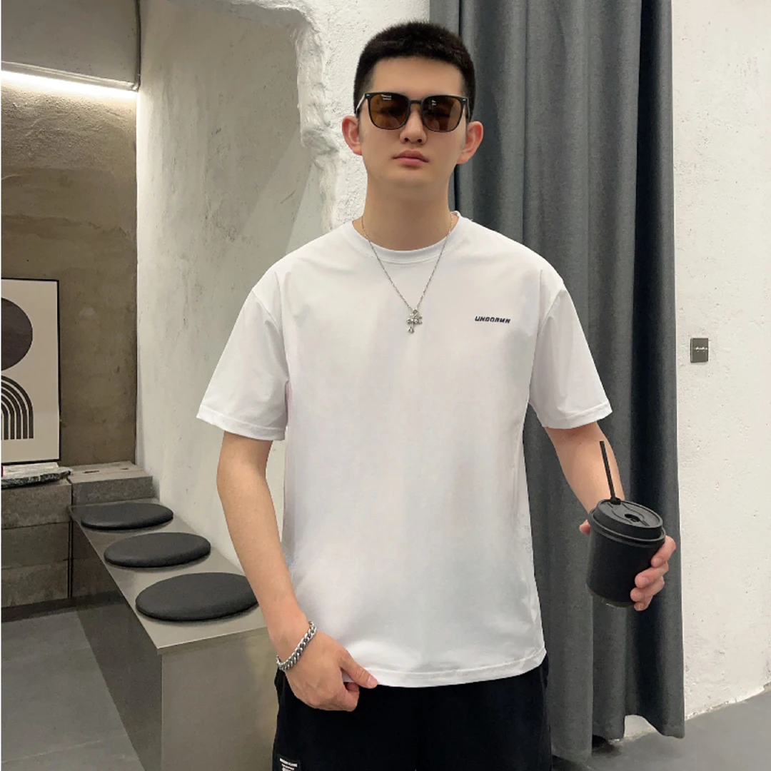 2025夏季冰丝运动户外休闲精品男士短袖百搭速干圆领T恤3202