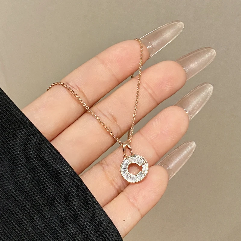 铜合金项链 轻奢设计高级感锁骨双C项链A3093