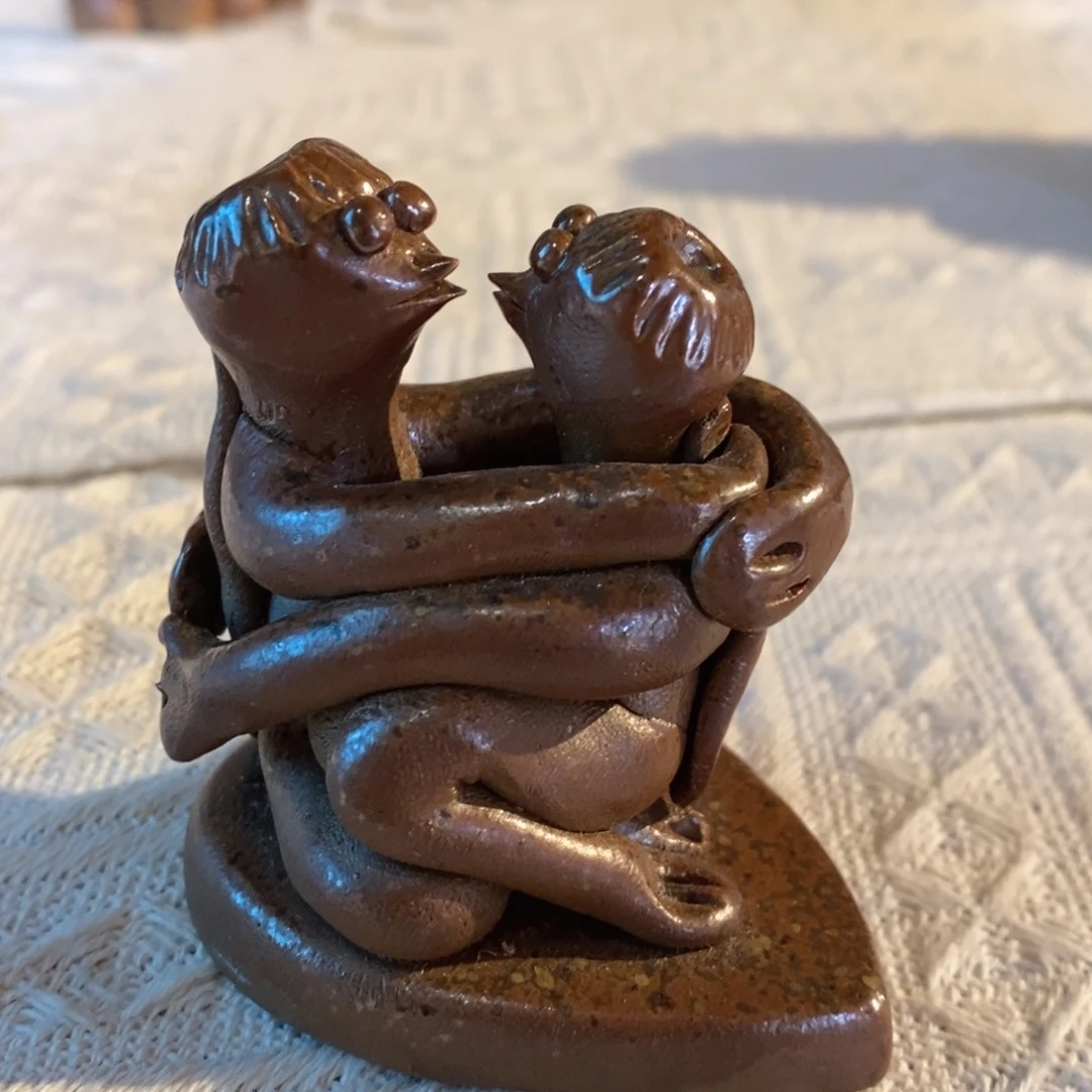 瓷片备前烧河童茶宠