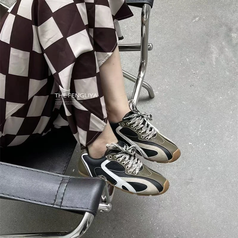 惠阿甘鞋美式复古拼色爆款平底轻便运动跑步鞋时尚休闲舒适德训鞋