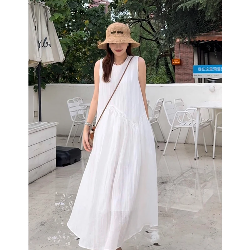 超凉快 垂感一级棒 宽松显瘦度假风无袖连衣裙女 松弛感大摆长裙