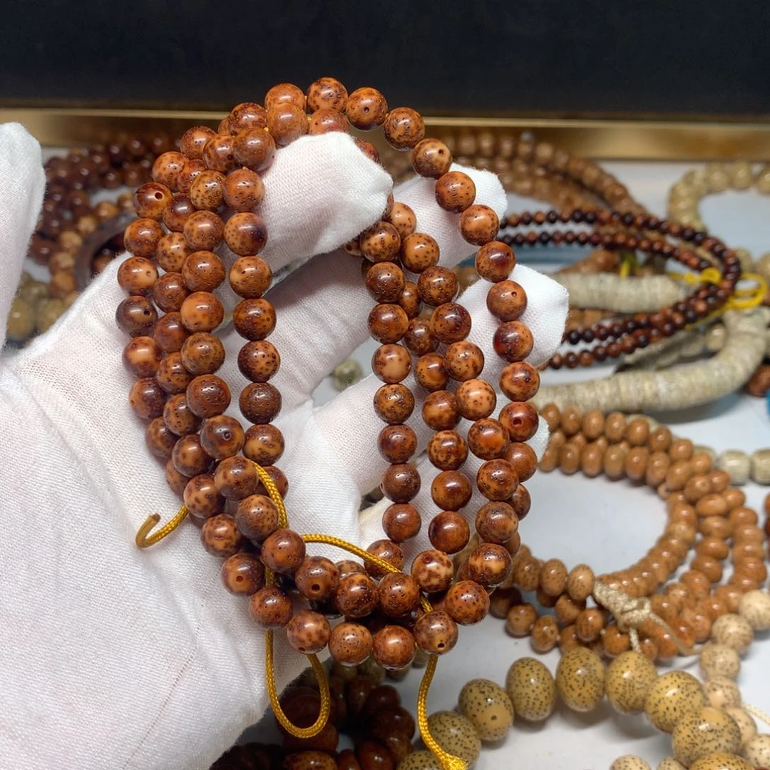 吊坠星月菩提8正圆珠橘虎皮