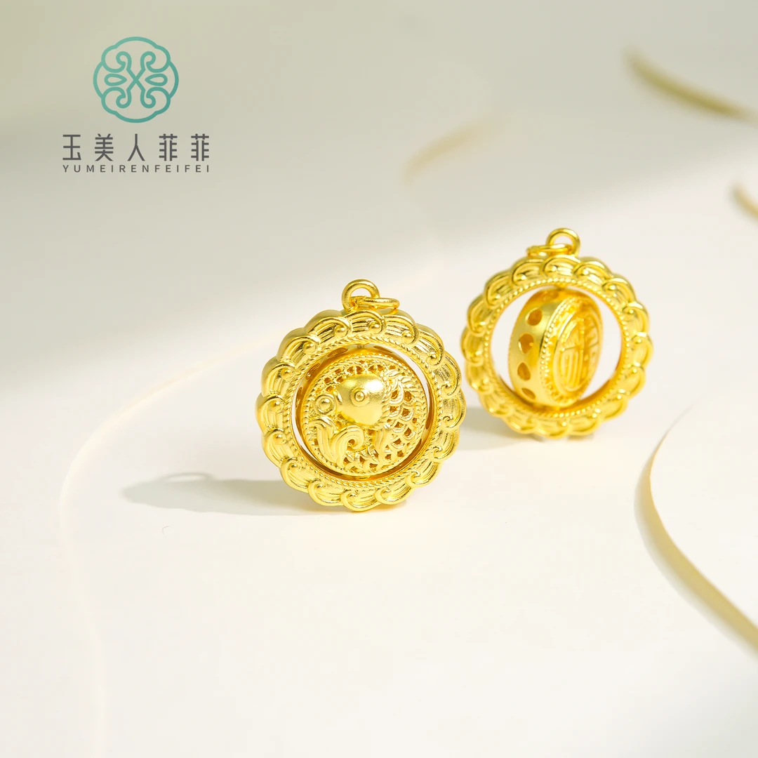 吊坠足银 石惑珠宝^足银福字锦鲤转盘约25mm吊坠~多样性发一