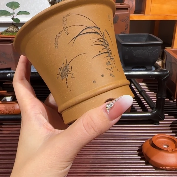 紫砂花盆口径9高度9