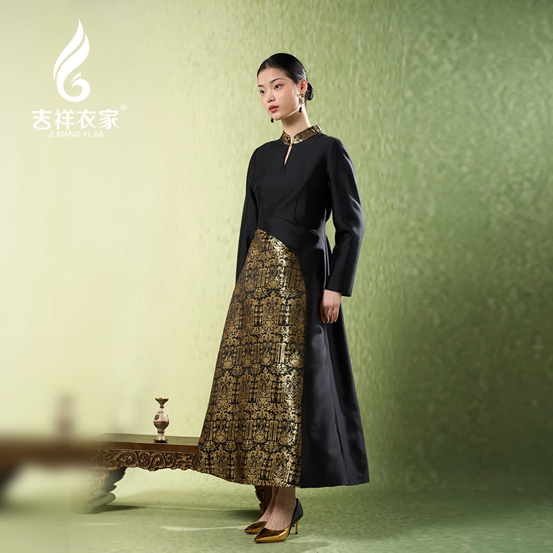 吉祥衣家风调雨顺连衣裙立领高级感复古新中式国风女装连衣裙