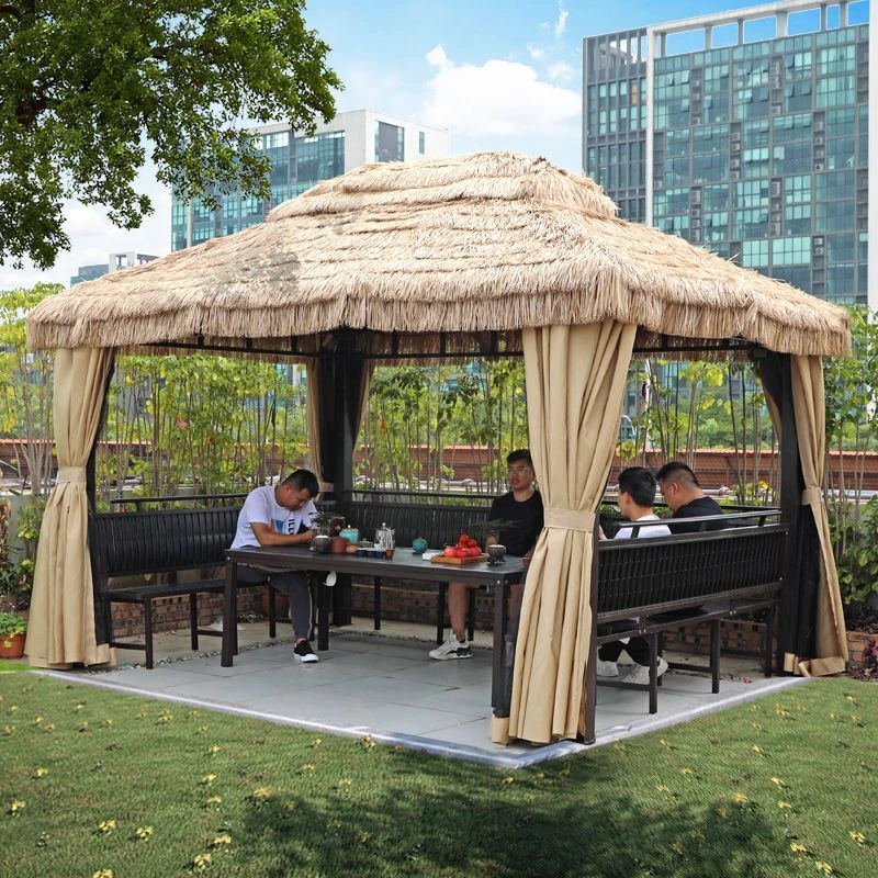 户外凉亭茅草帐篷仿真稻草遮阳棚庭院花园农家乐民宿景区毛草凉亭