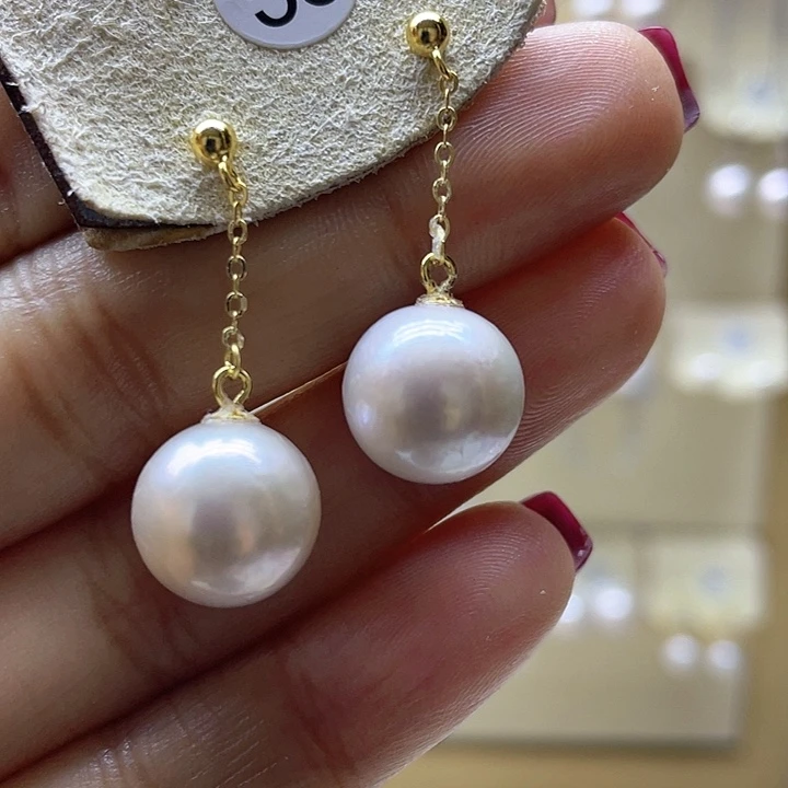 淡水珍珠耳饰银S925镶嵌