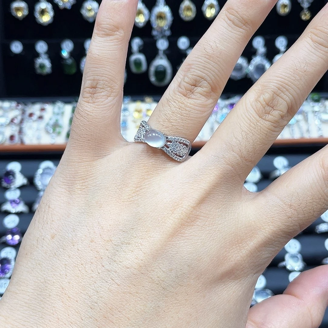 阿***鬼蛇纹石玉银S925镶嵌戒指