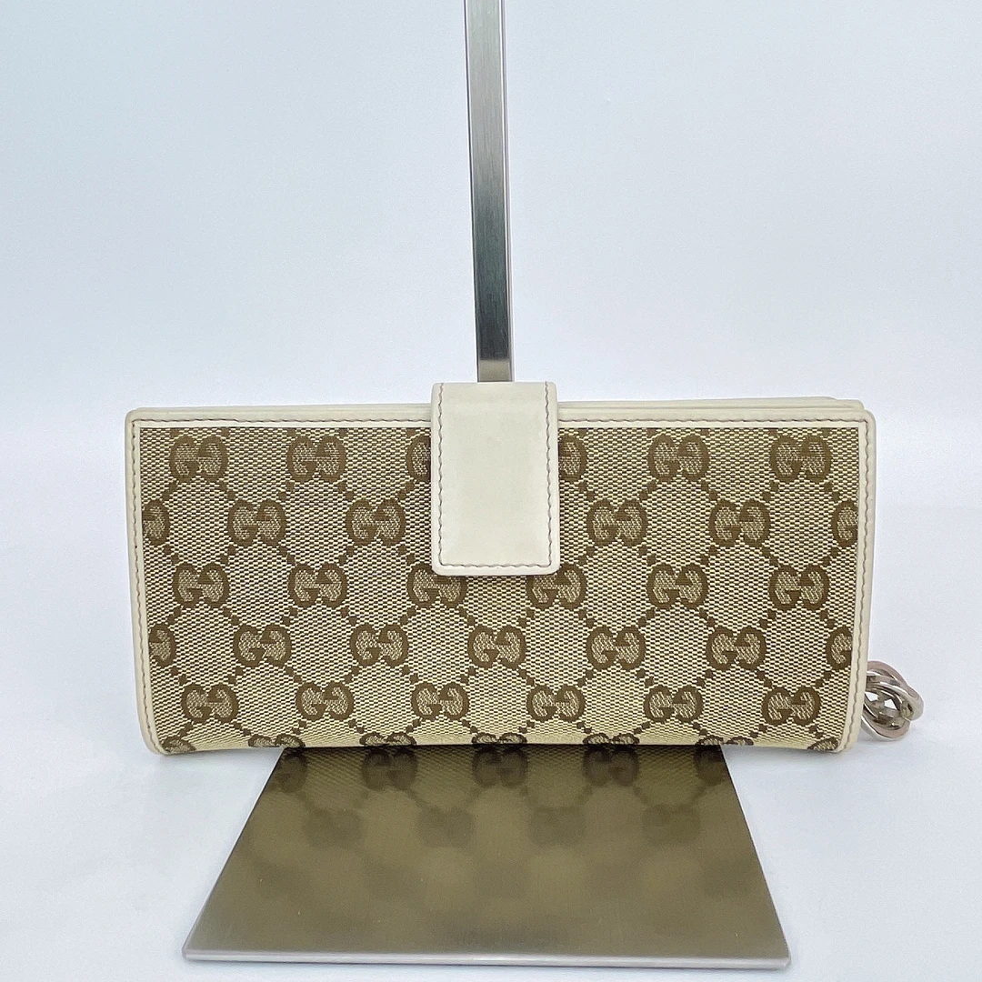 95新 GUCCI/古驰 古驰 棕色老花钱包长19 O117