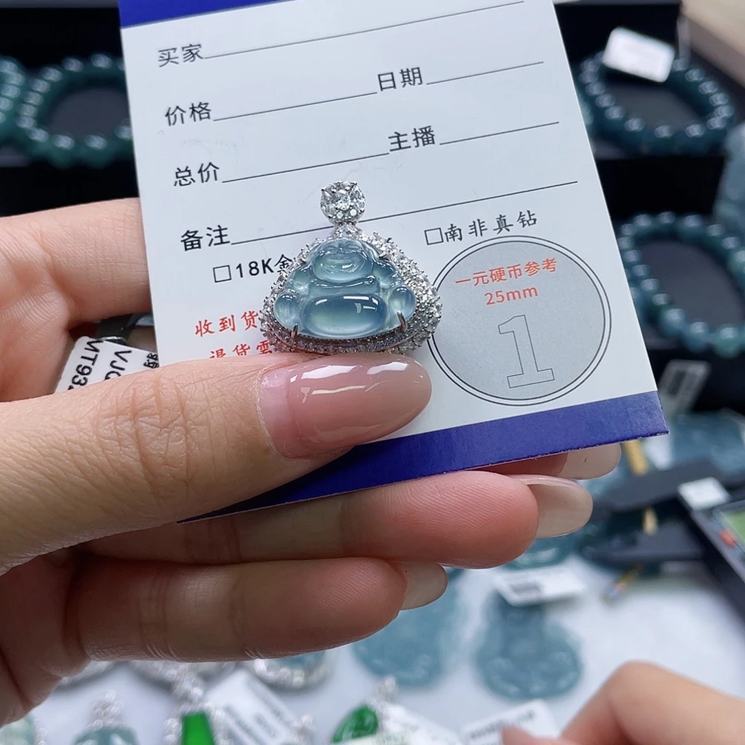 翡翠银S925镶嵌颈饰佛公