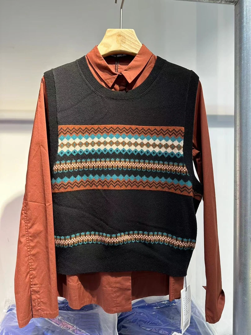 【女人空间生活馆】欧货毛马甲纯毛马甲撞色设计洋气百搭