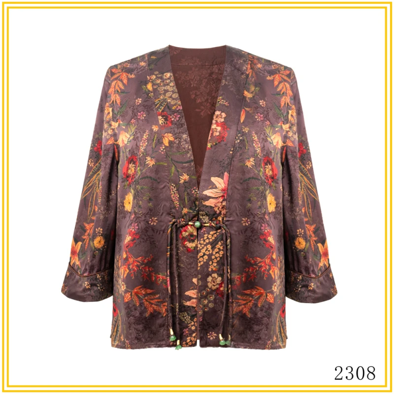 LL 新款双面穿中式国风气质粉紫色上衣开衫外套 2308-4