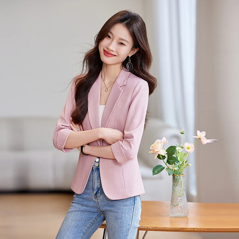 西服外套女2025年夏新款薄款修身显瘦气质百搭职业休闲一粒扣西装