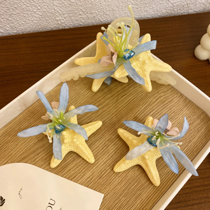 海洋系列~永生花海星贝壳浆果边夹发夹头饰海边旅游鲨鱼夹