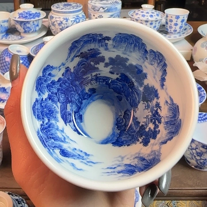 名窑口 山水主人杯放漏放漏放漏