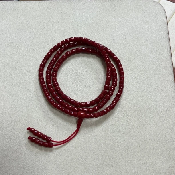 天然科西卡珊瑚牛血色精工直切手链项链两用款