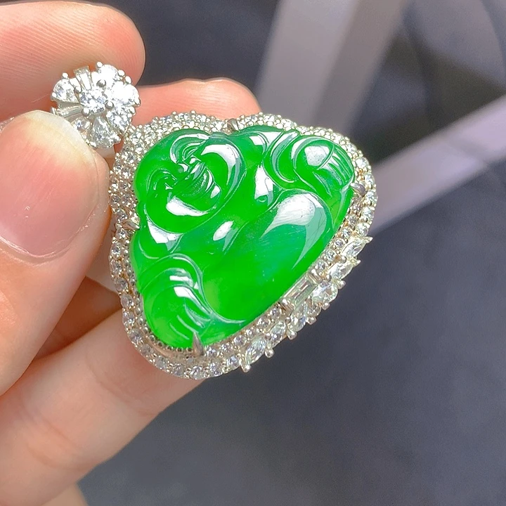 翡翠银S925镶嵌颈饰翡翠