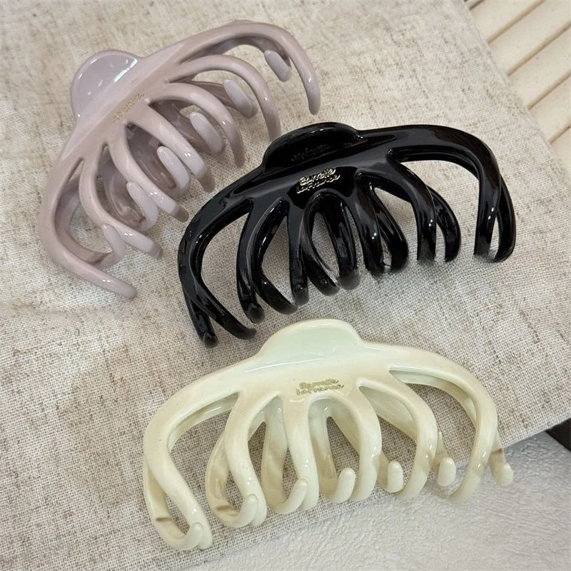 橡皮网红粉金标字母抓夹后脑勺盘发鲨鱼夹发量多南瓜夹高品质发夹