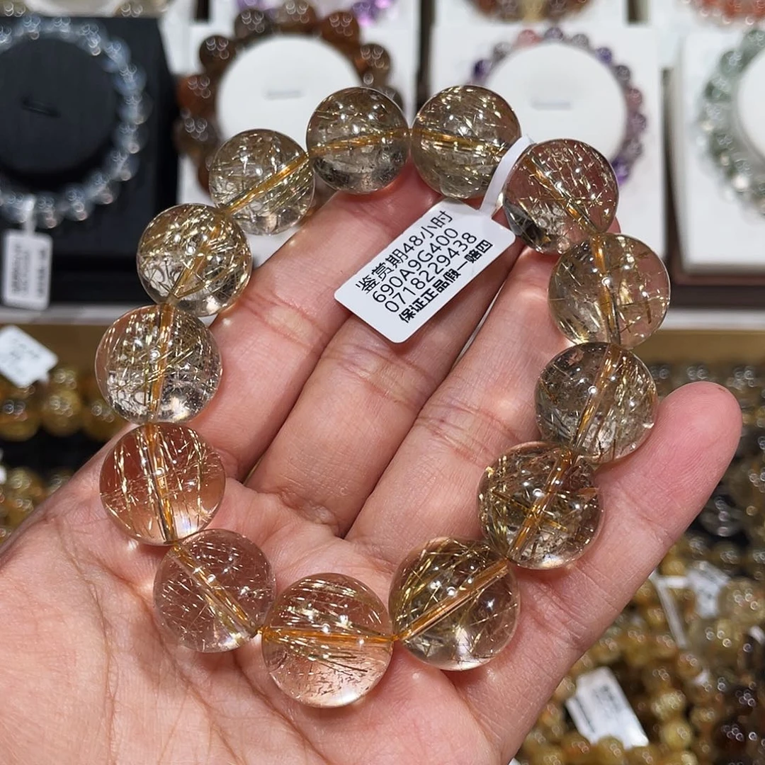 发晶未镶嵌手链烟花金发晶17.2mm