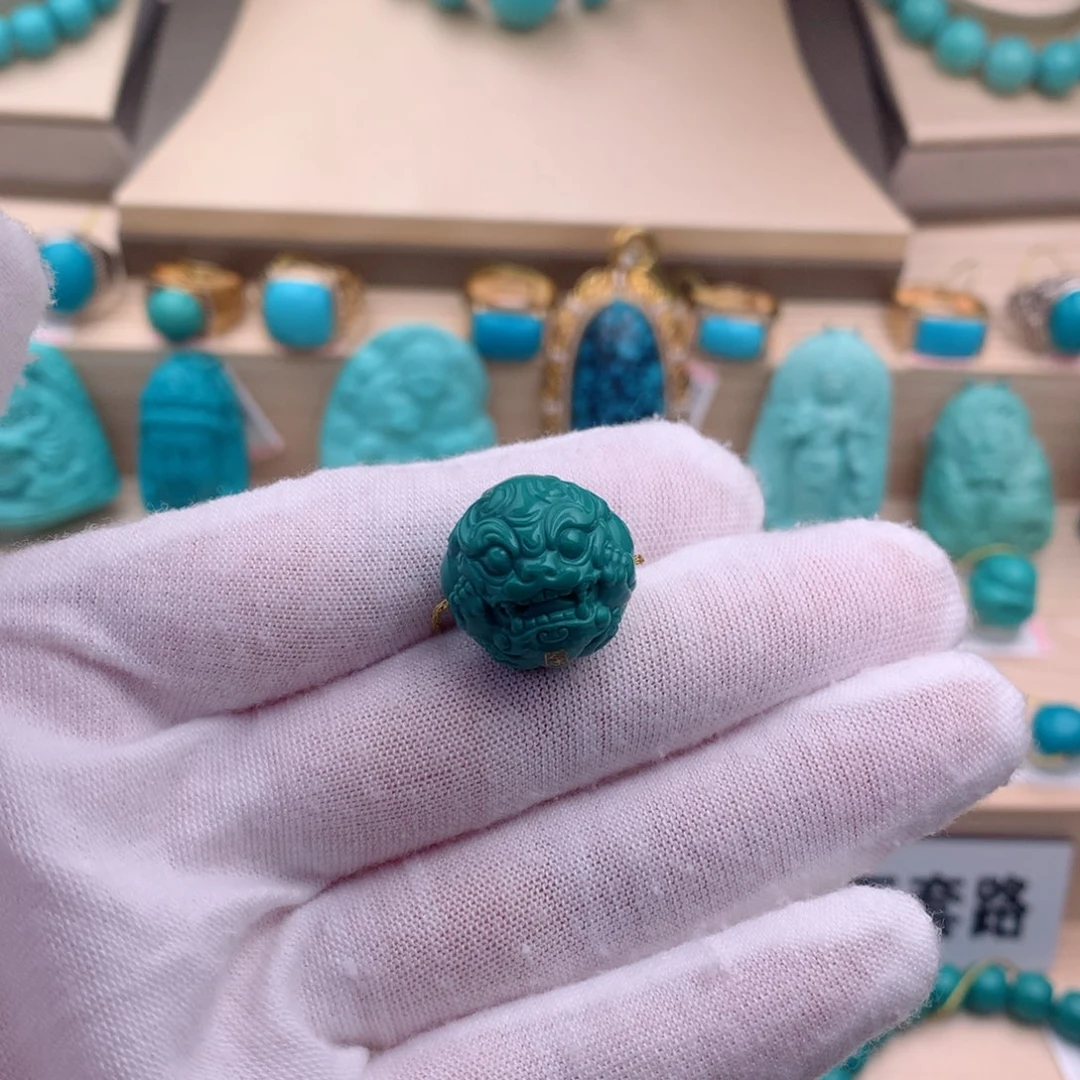 绿松石珠宝奇石未镶嵌17.5mm