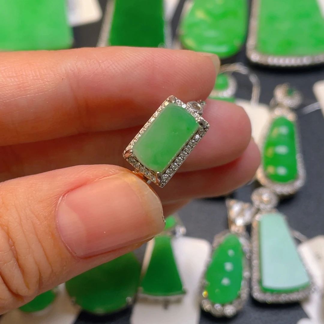 翡翠银S925镶嵌吊坠(不含链)戒指