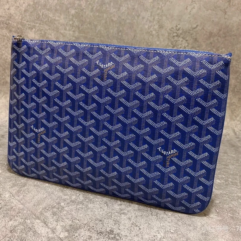 99新 Goyard 戈雅蓝色老花PVC手拿包/76375 时尚 经典 休闲 ins