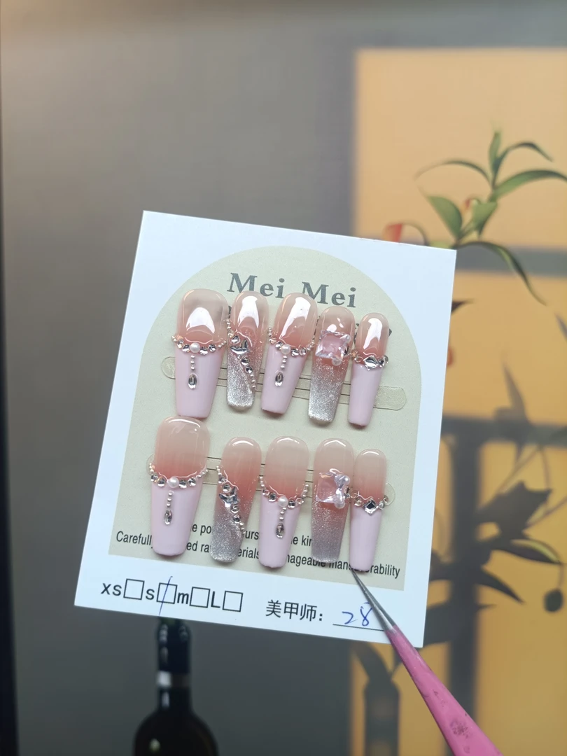 【金粉世家】纯手工穿戴甲 新款显白长梯学生高级纯欲风御姐可爱