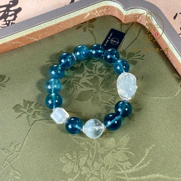 合成/培育E954W 蓝针海蓝宝手串