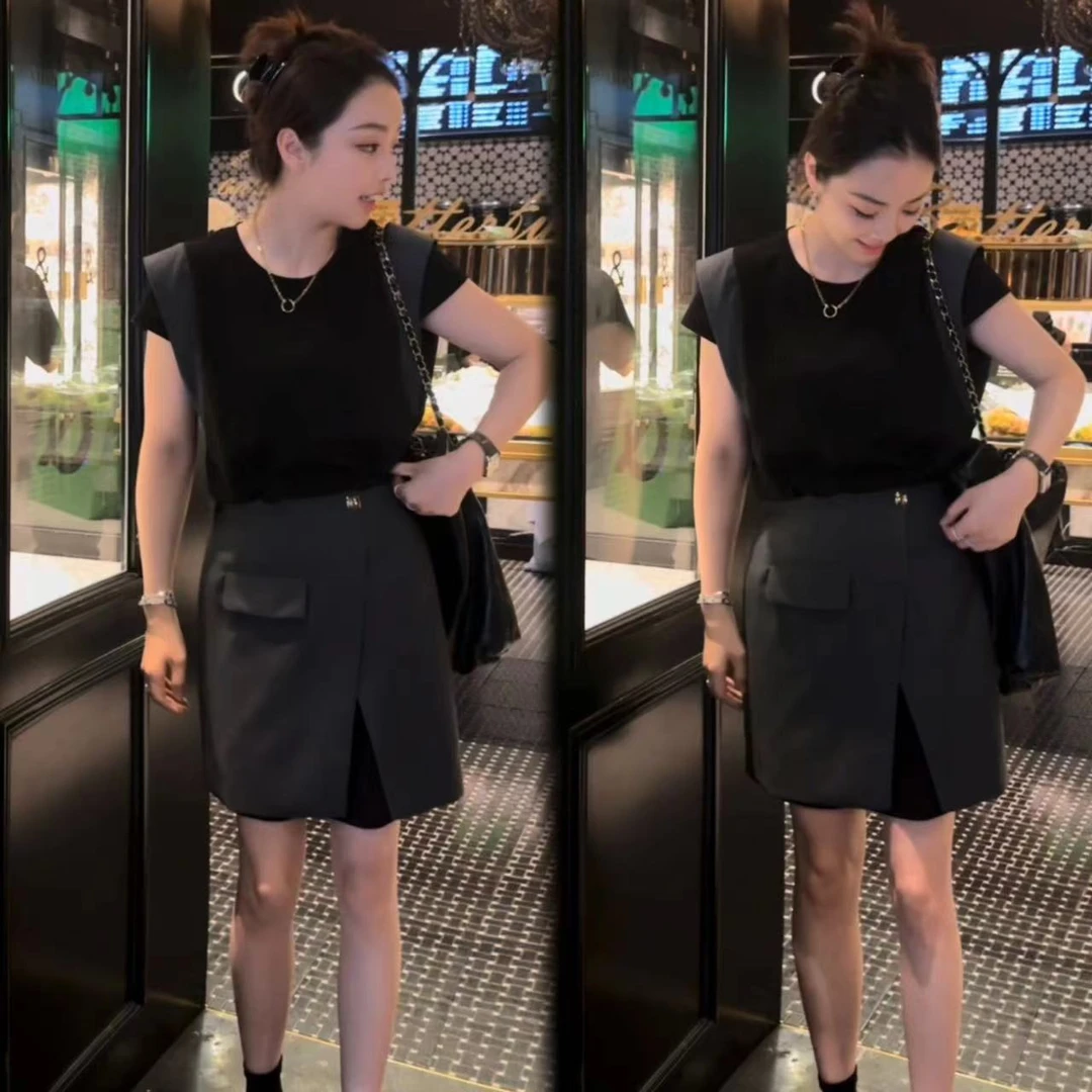 高级设计感显瘦时尚气质上衣短裤套装两件套#24153