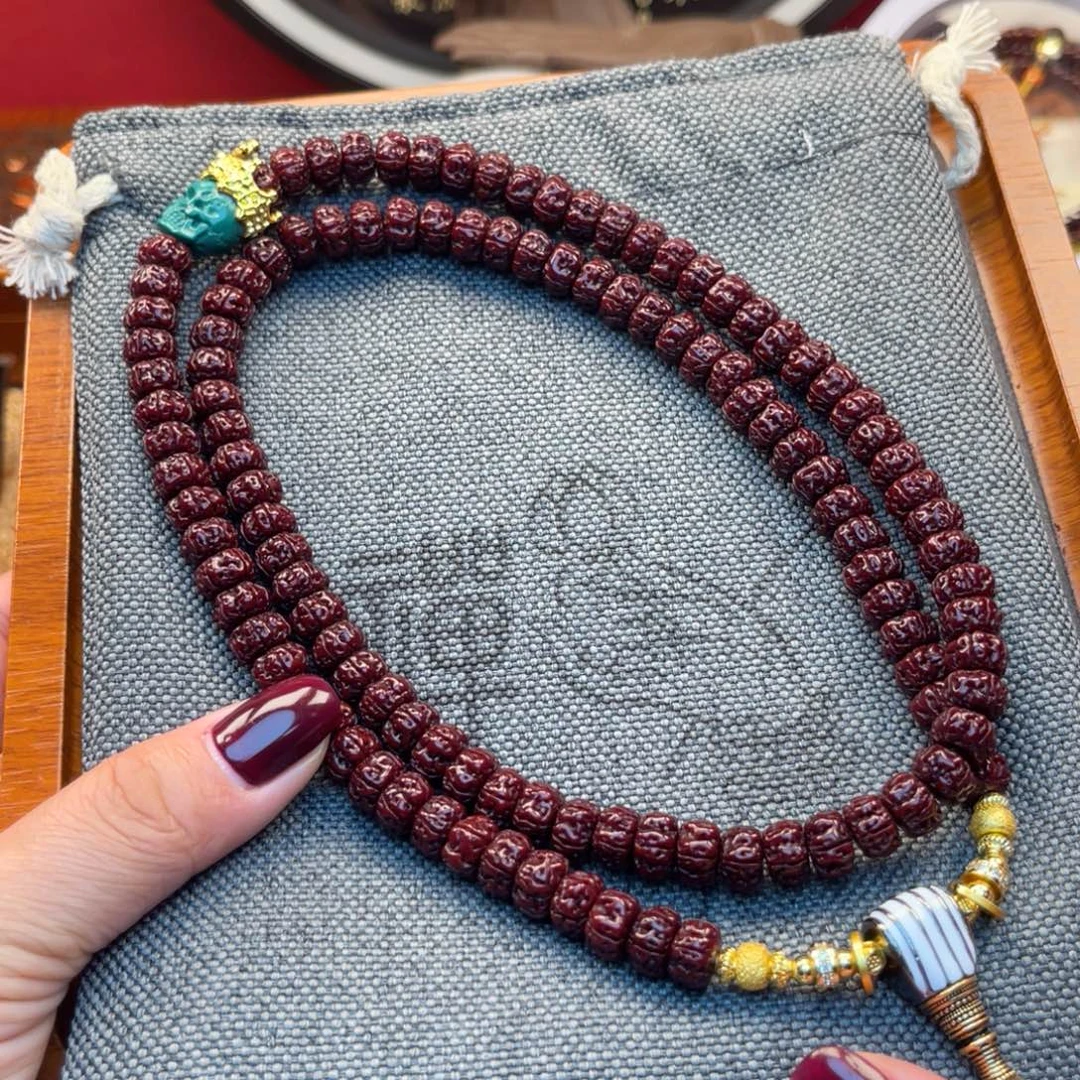 金刚菩提吊坠藏式直切一代龙黑金