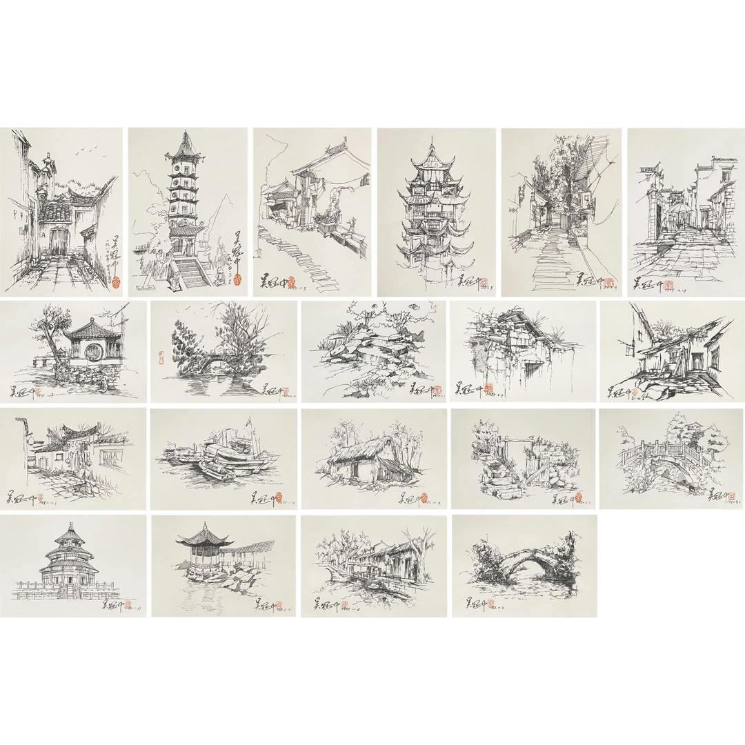 LOT51 【古巷】 速写 37*26cm*8开 约6.9平尺