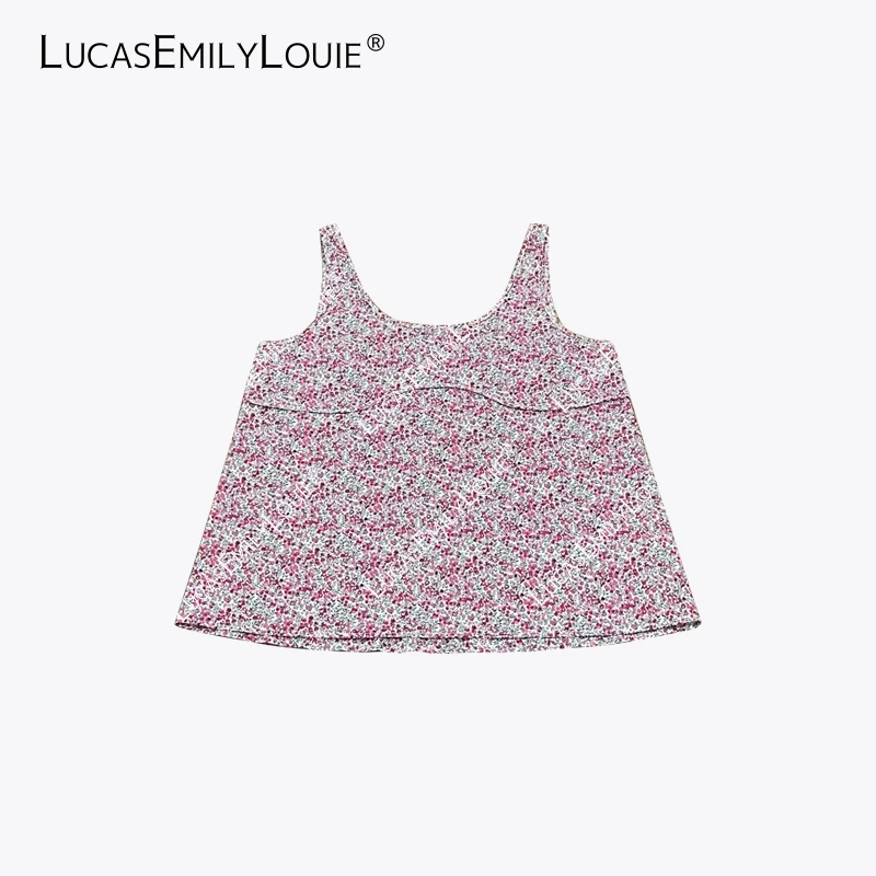 LUCASEMILYLOUIE 白底小碎花背心复古小众吊带上衣2510325