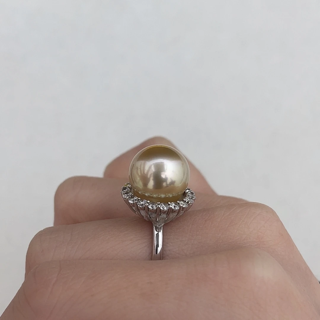 定制海水珍珠未镶嵌裸珠极光水滴金巴12-13