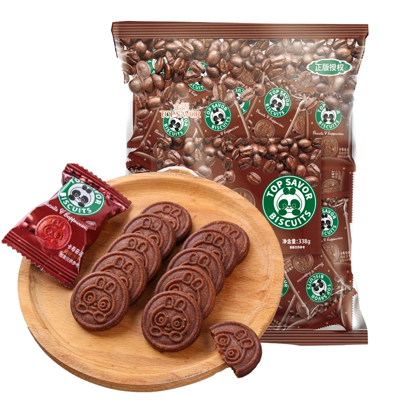 金语卡布奇诺风味饼干盒装袋装咖啡焦糖味茶点休闲零食品338g