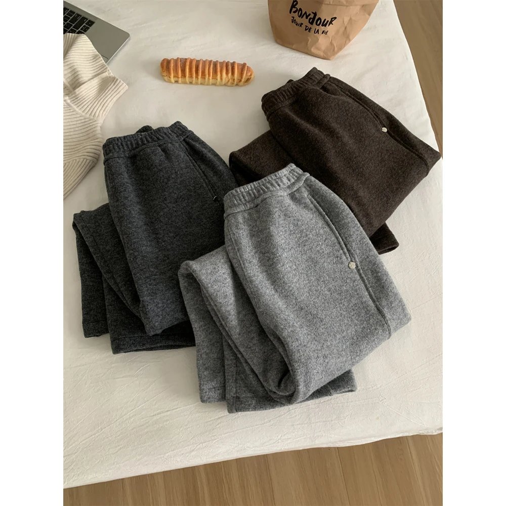 胖mm240斤大码加绒加厚直筒裤女慵懒韩版显瘦百搭九分奶奶裤冬季