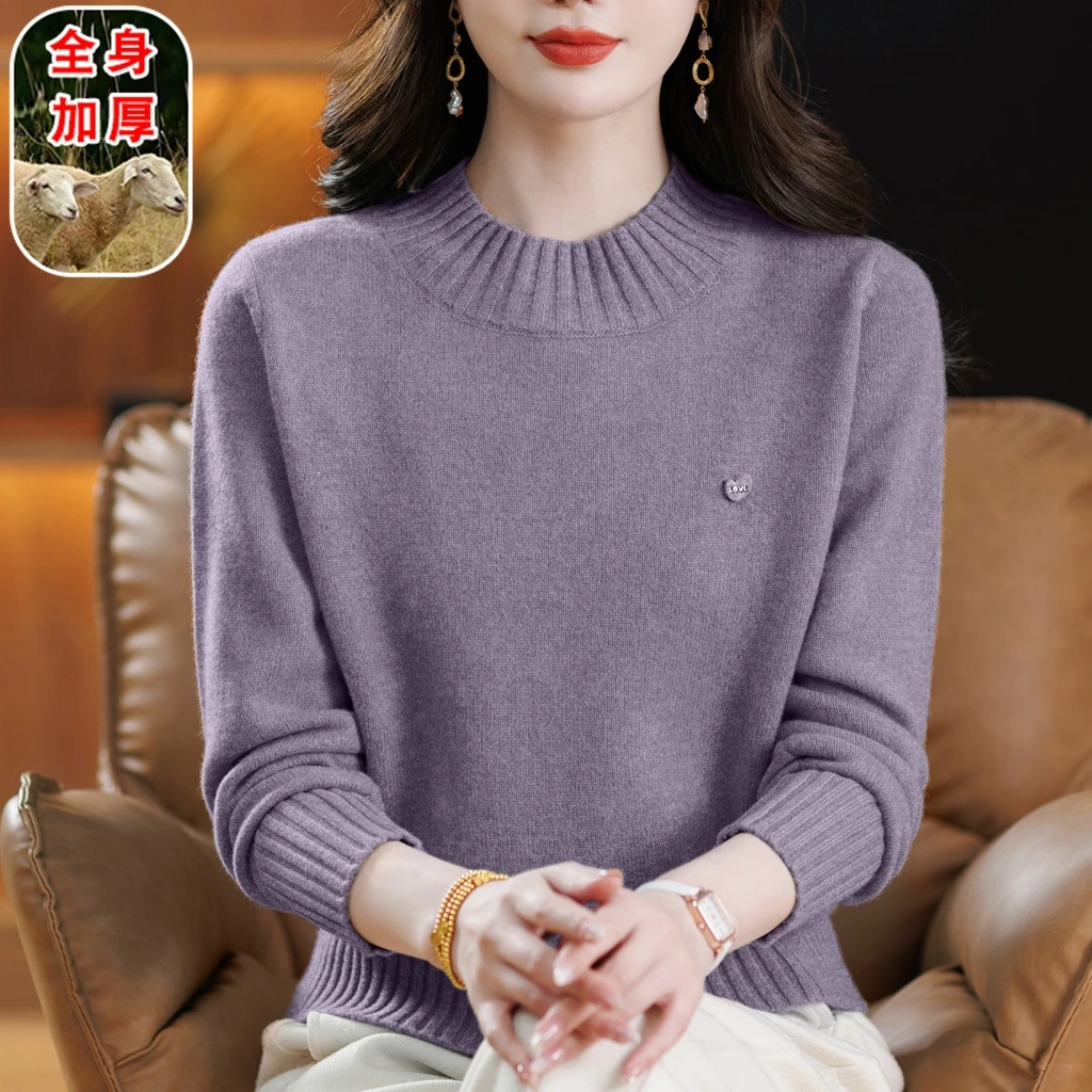 中老年加厚羊毛衫女冬季新款妈妈装洋气半高领毛衣保暖内搭打底衫